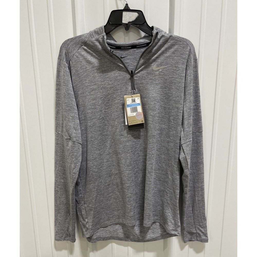 Nike Dri-FIT Element 1/4-Zip Running Top Gray Long Sleeve Shirt Mens M UPF 40+